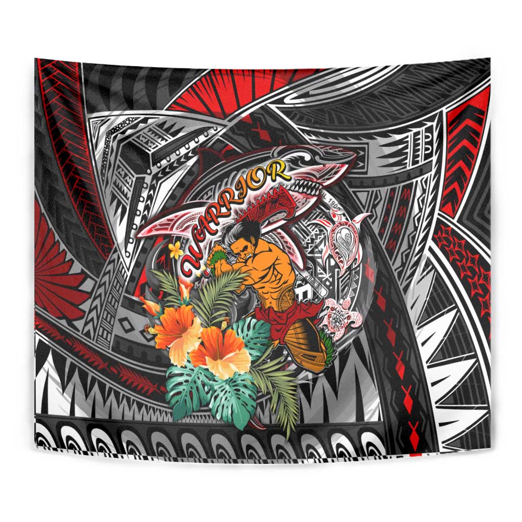American Samoa Warrior Tapestry Shark Turtle Polynesian Tattoo DT02 - Polynesian Pride