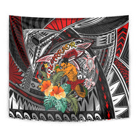American Samoa Warrior Tapestry Shark Turtle Polynesian Tattoo DT02 - Polynesian Pride