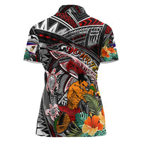 Personalized American Samoa Warrior Women Polo Shirt Shark Turtle Polynesian Tattoo DT02 - Polynesian Pride