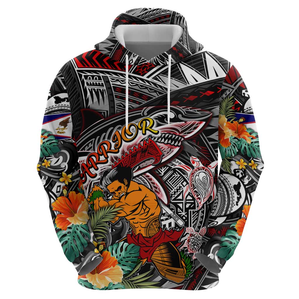 Personalized American Samoa Warrior Zip Hoodie Shark Turtle Polynesian Tattoo DT02 - Polynesian Pride