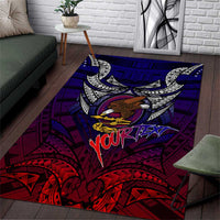 Personalized American Samoa Flag Area Rug Eagles Polynesian Art DT02 Blue - Polynesian Pride