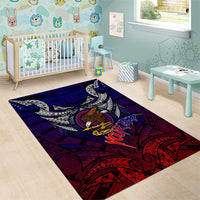 Personalized American Samoa Flag Area Rug Eagles Polynesian Art DT02 - Polynesian Pride