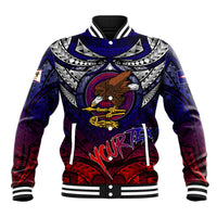 Personalized American Samoa Flag Baseball Jacket Eagles Polynesian Art DT02 Unisex Blue - Polynesian Pride