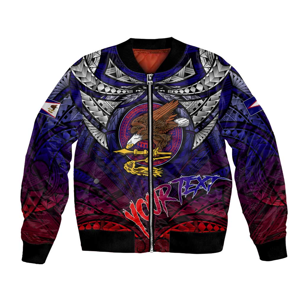 Personalized American Samoa Flag Bomber Jacket Eagles Polynesian Art DT02 Unisex Blue - Polynesian Pride