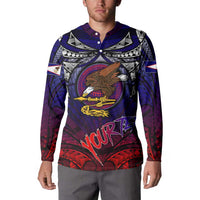 Personalized American Samoa Flag Button Sweatshirt Eagles Polynesian Art DT02 - Polynesian Pride