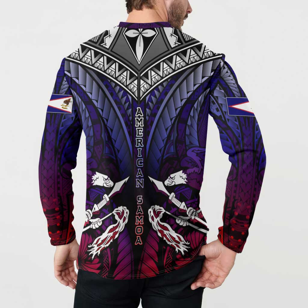 Personalized American Samoa Flag Button Sweatshirt Eagles Polynesian Art DT02 - Polynesian Pride