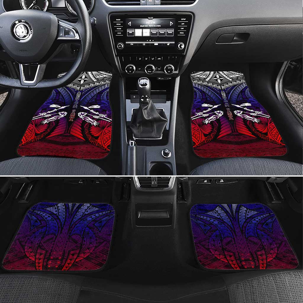 Personalized American Samoa Flag Car Mats Eagles Polynesian Art DT02 Set 4pcs Blue - Polynesian Pride