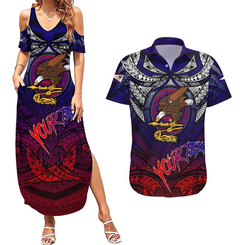 Personalized American Samoa Flag Couples Matching Summer Maxi Dress and Hawaiian Shirt Eagles Polynesian Art