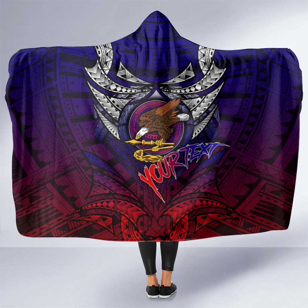 Personalized American Samoa Flag Hooded Blanket Eagles Polynesian Art