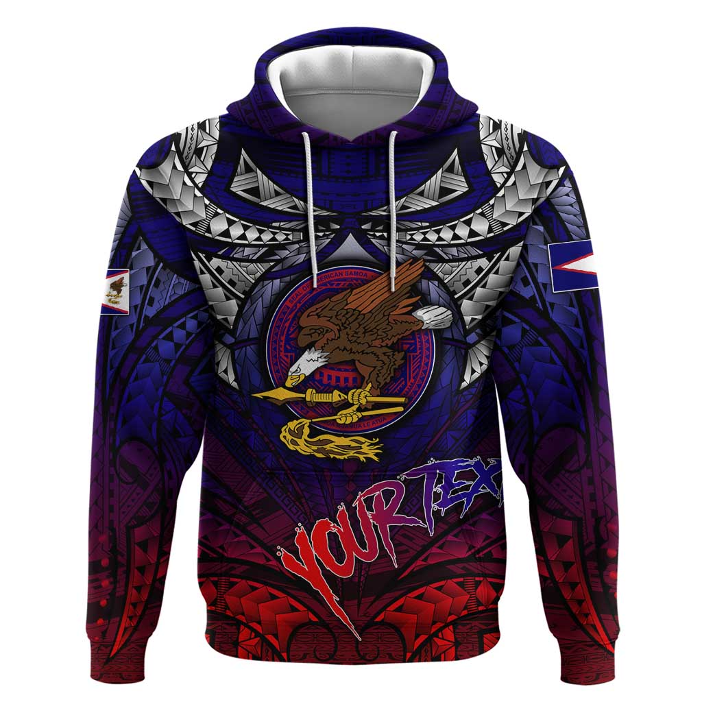Personalized American Samoa Flag Hoodie Eagles Polynesian Art DT02 Pullover Hoodie Blue - Polynesian Pride