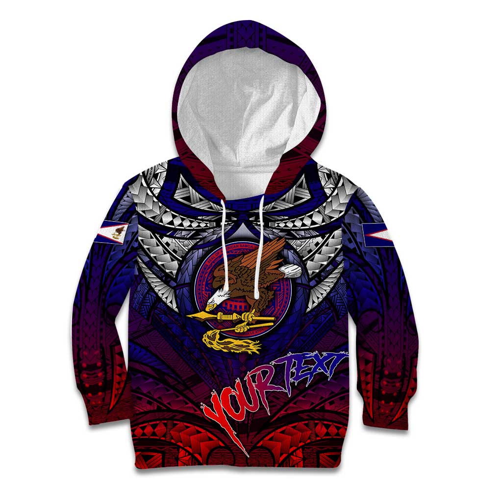 Personalized American Samoa Flag Kid Hoodie Eagles Polynesian Art