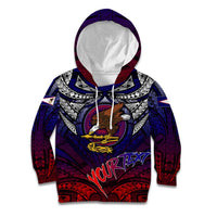 Personalized American Samoa Flag Kid Hoodie Eagles Polynesian Art DT02 Hoodie Blue - Polynesian Pride