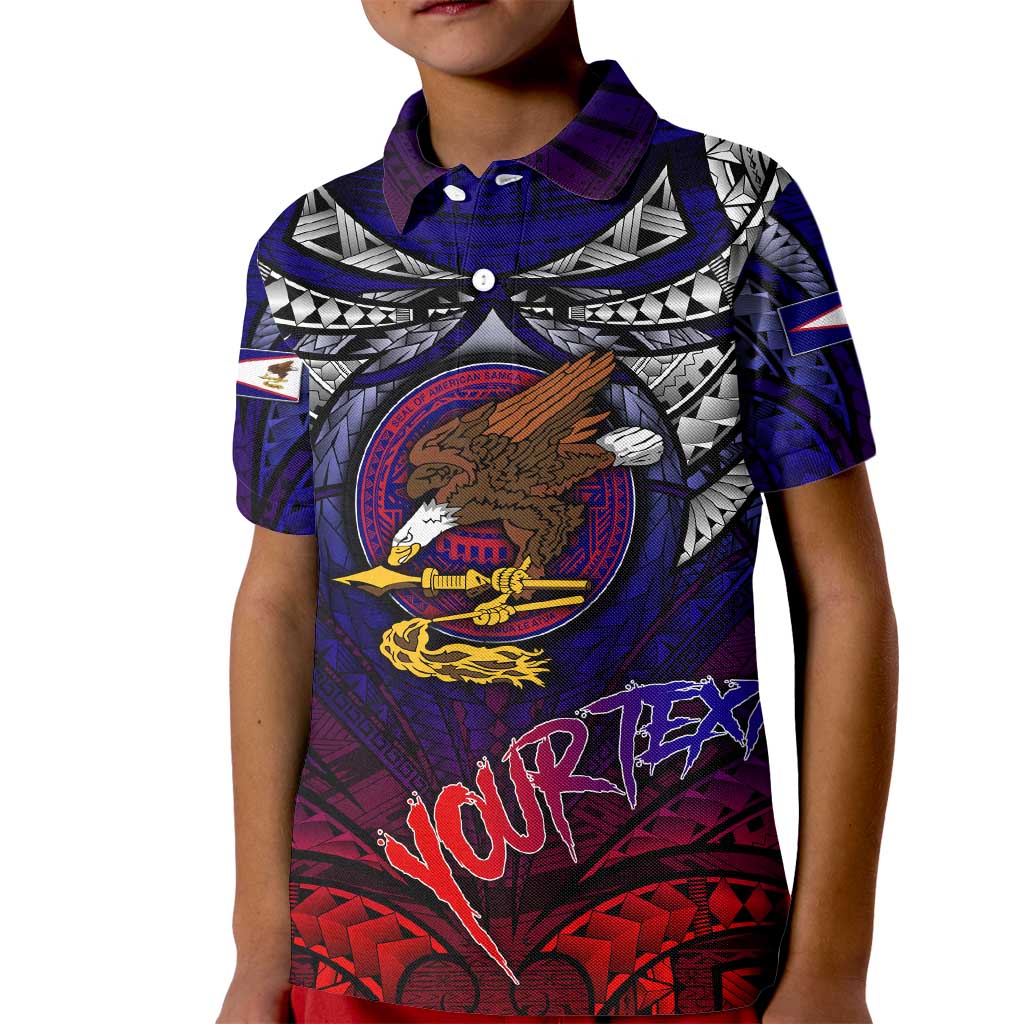 Personalized American Samoa Flag Kid Polo Shirt Eagles Polynesian Art DT02 Kid Blue - Polynesian Pride