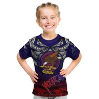 Personalized American Samoa Flag Kid T Shirt Eagles Polynesian Art DT02 Blue - Polynesian Pride