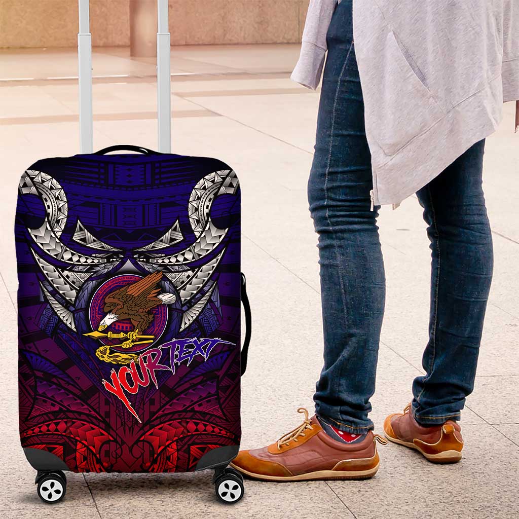 Personalized American Samoa Flag Luggage Cover Eagles Polynesian Art DT02 Blue - Polynesian Pride
