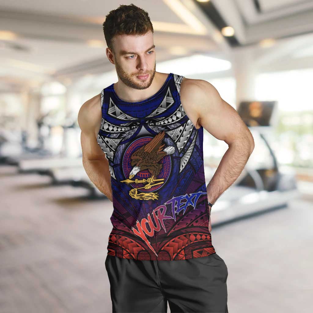 Personalized American Samoa Flag Men Tank Top Eagles Polynesian Art DT02 Blue - Polynesian Pride