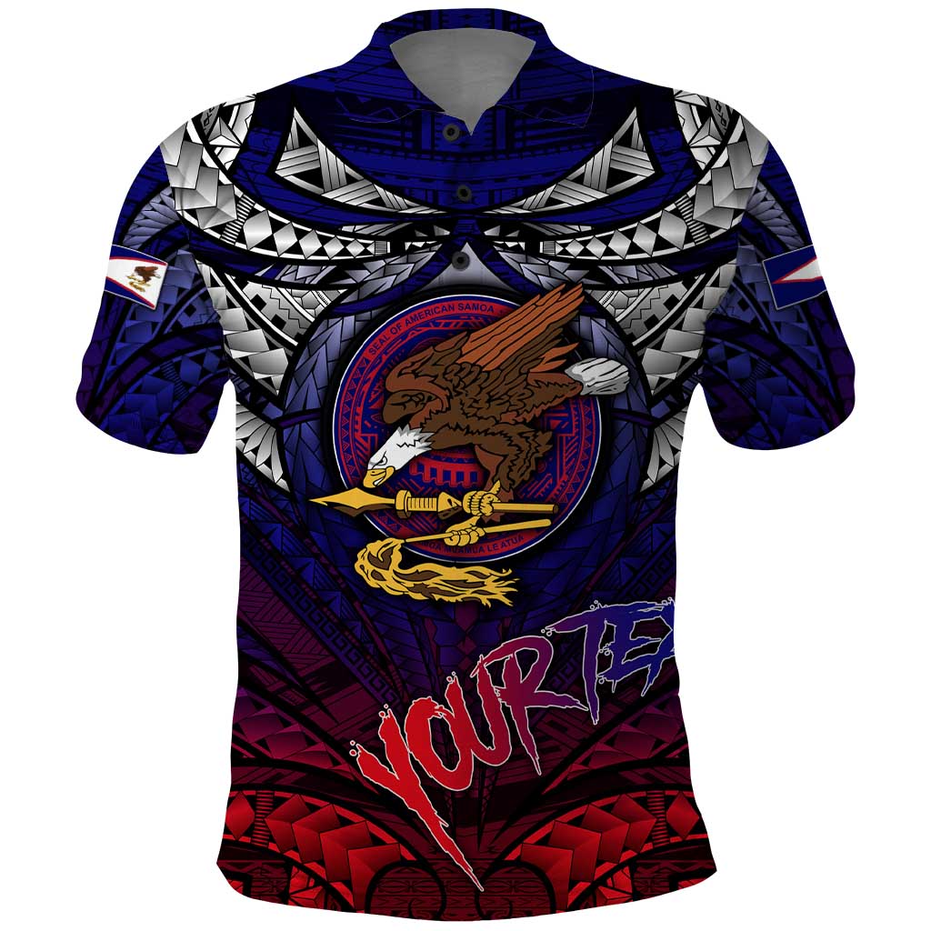 Personalized American Samoa Flag Polo Shirt Eagles Polynesian Art DT02 Blue - Polynesian Pride