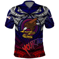 Personalized American Samoa Flag Polo Shirt Eagles Polynesian Art DT02 Blue - Polynesian Pride
