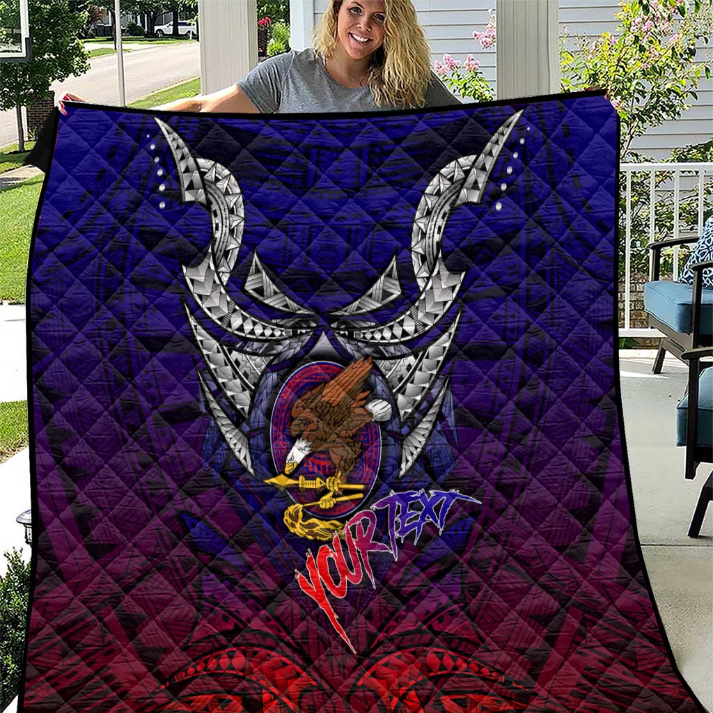 Personalized American Samoa Flag Quilt Eagles Polynesian Art