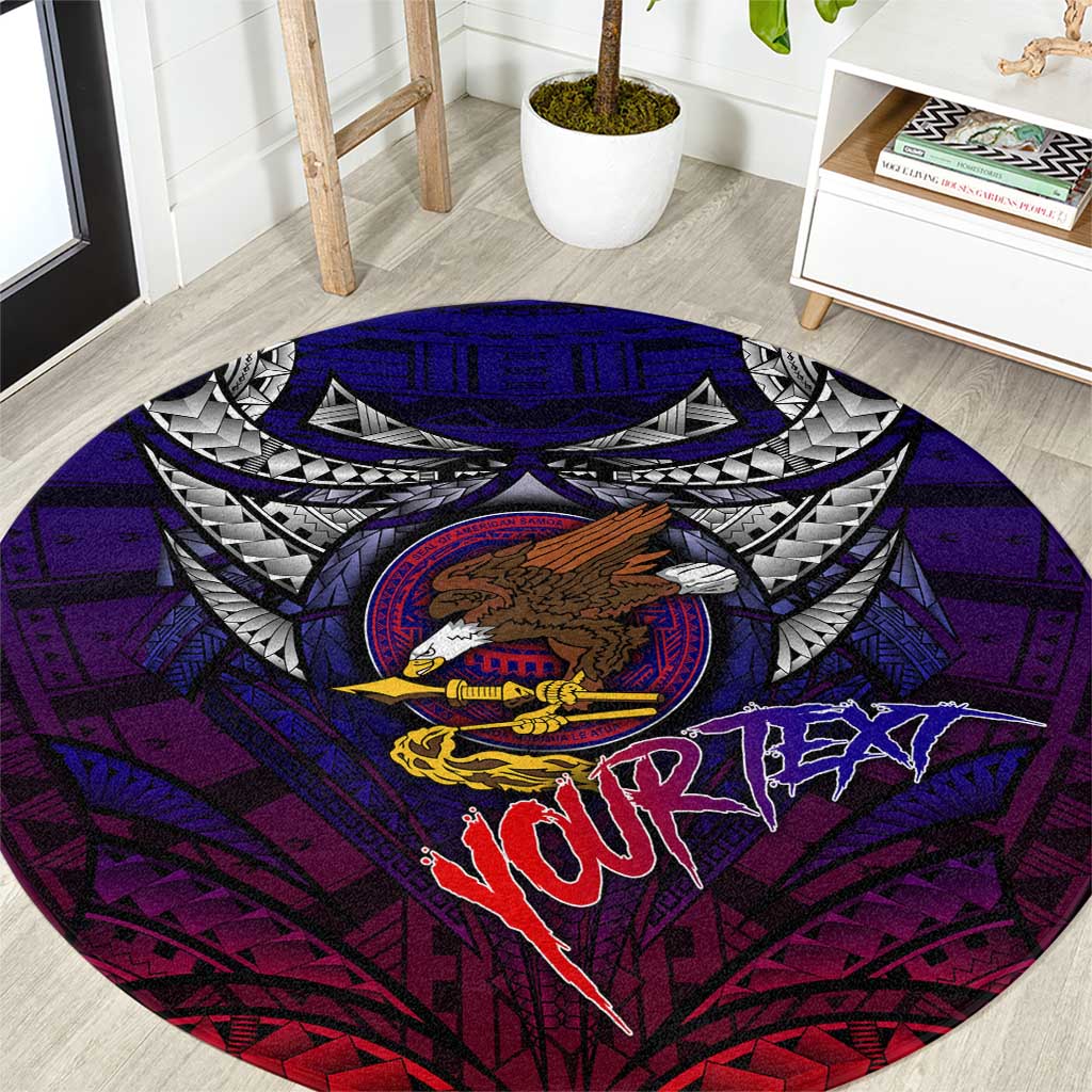 Personalized American Samoa Flag Round Carpet Eagles Polynesian Art