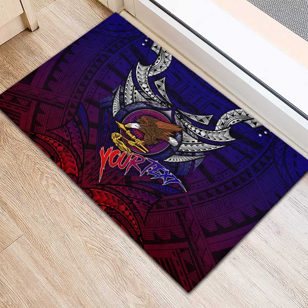 Personalized American Samoa Flag Rubber Doormat Eagles Polynesian Art DT02 - Polynesian Pride