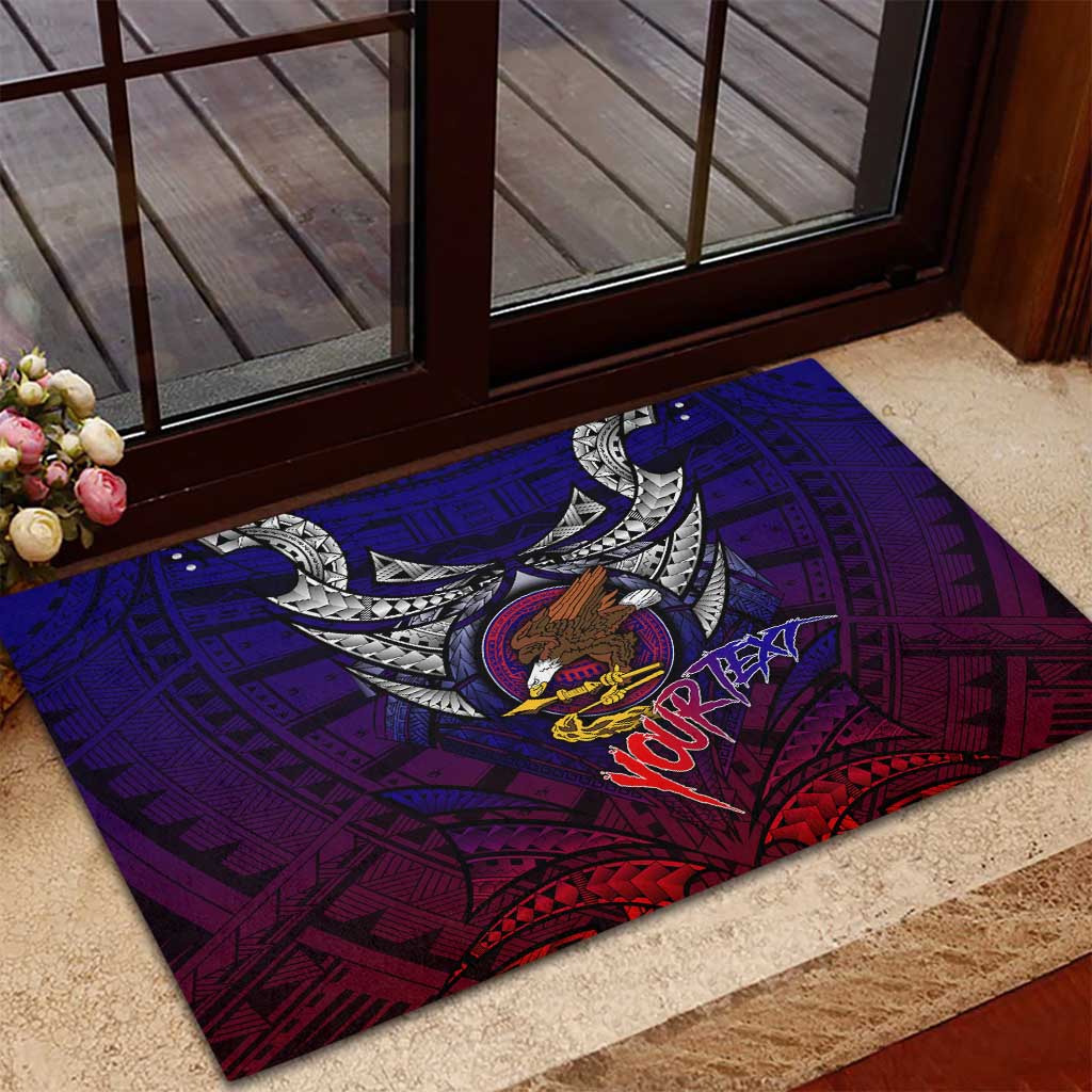 Personalized American Samoa Flag Rubber Doormat Eagles Polynesian Art DT02 - Polynesian Pride