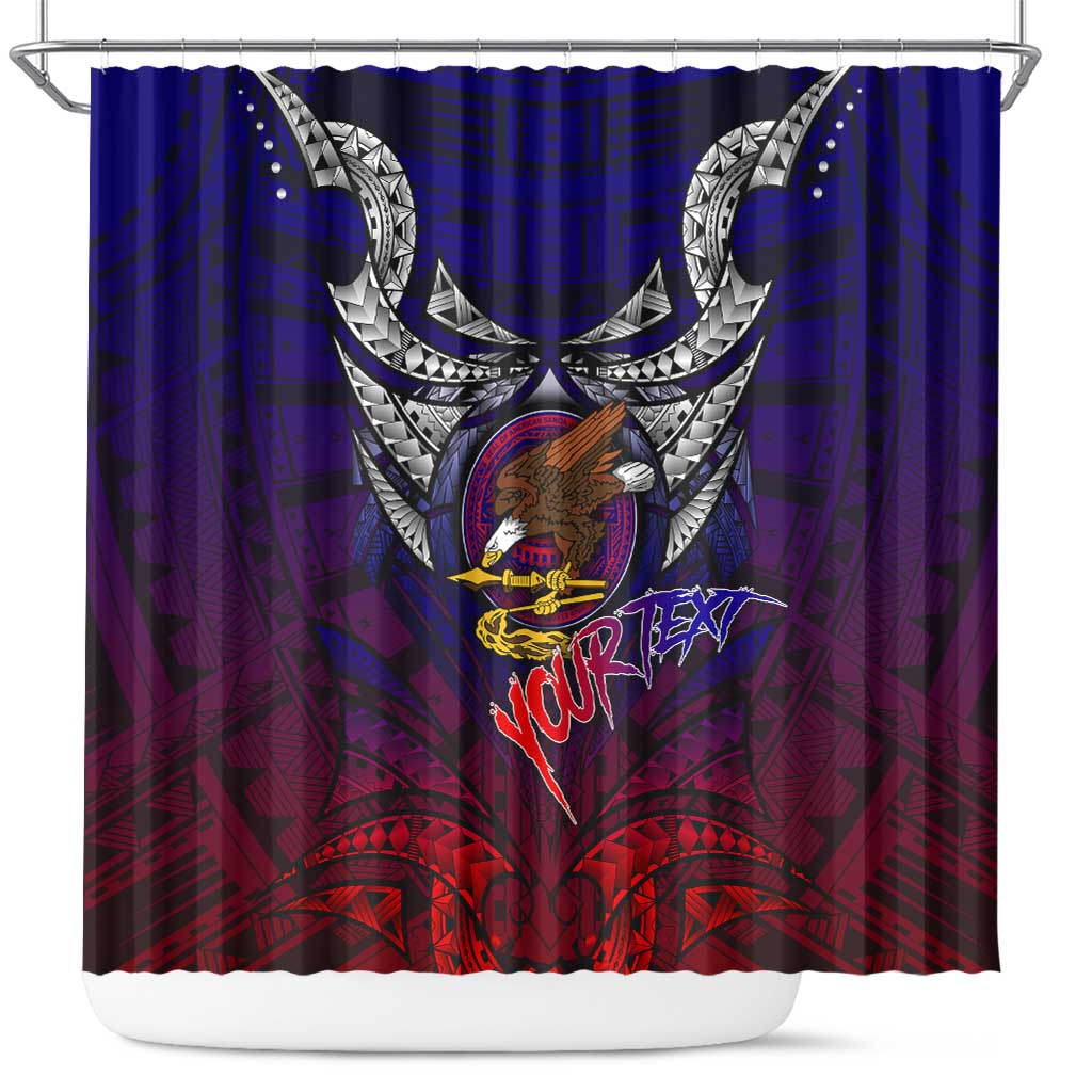 Personalized American Samoa Flag Shower Curtain Eagles Polynesian Art