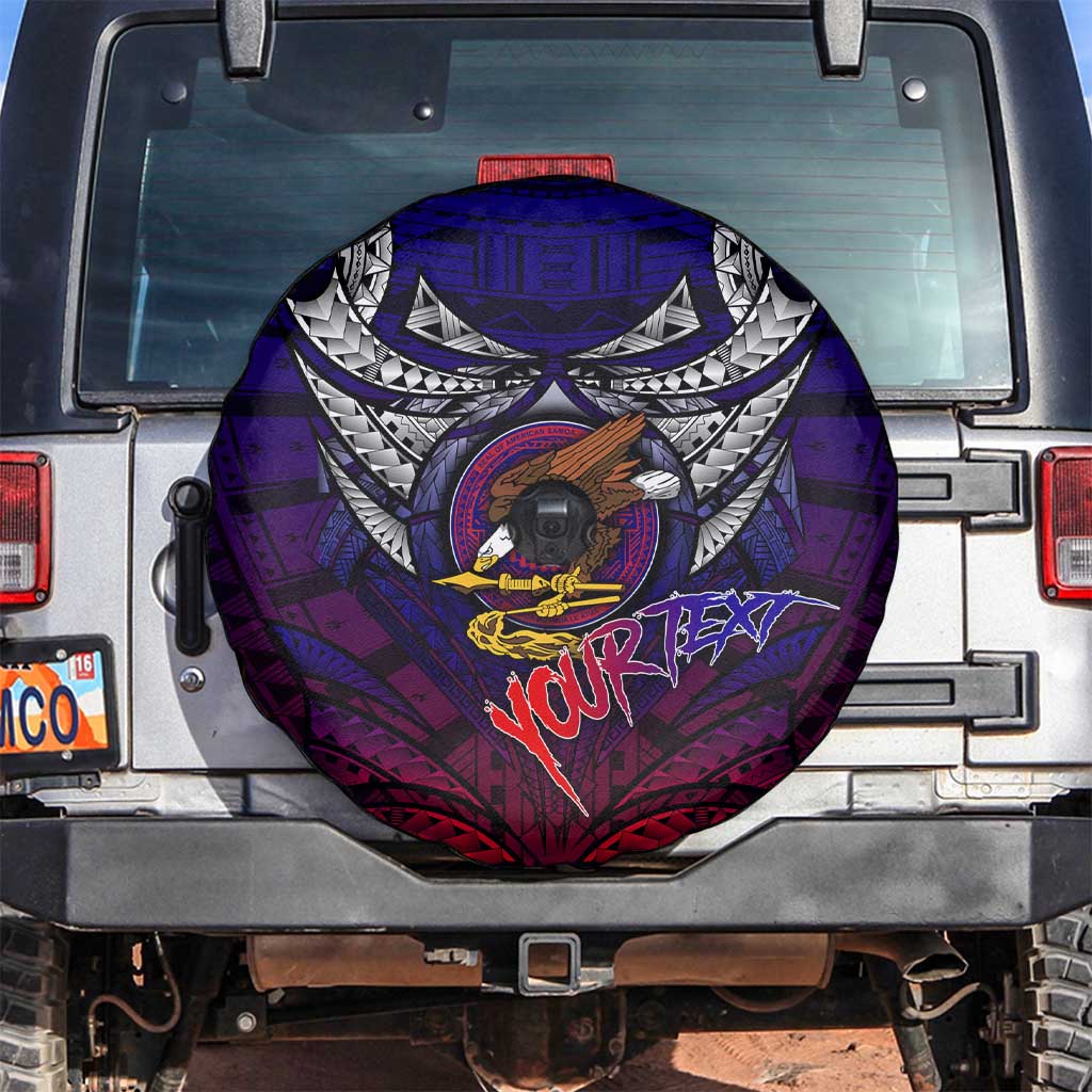 Personalized American Samoa Flag Spare Tire Cover Eagles Polynesian Art DT02 Blue - Polynesian Pride