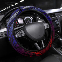 American Samoa Flag Steering Wheel Cover Eagles Polynesian Art DT02 Universal Fit Blue - Polynesian Pride
