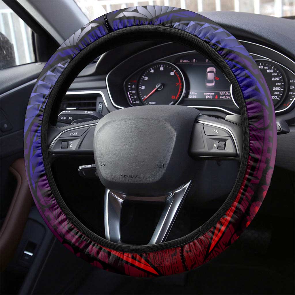 American Samoa Flag Steering Wheel Cover Eagles Polynesian Art DT02 - Polynesian Pride