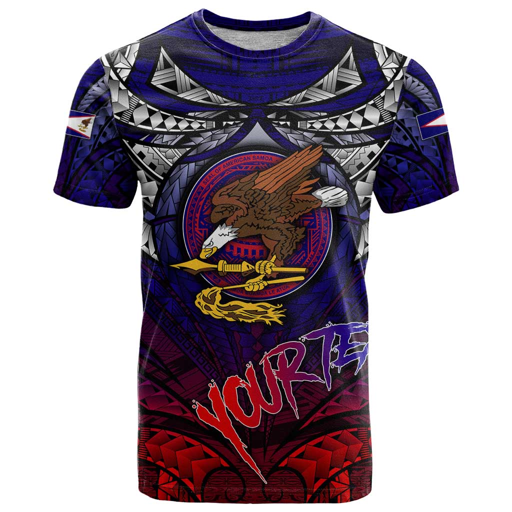 Personalized American Samoa Flag T Shirt Eagles Polynesian Art DT02 Blue - Polynesian Pride
