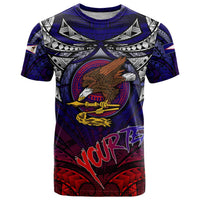 Personalized American Samoa Flag T Shirt Eagles Polynesian Art DT02 Blue - Polynesian Pride