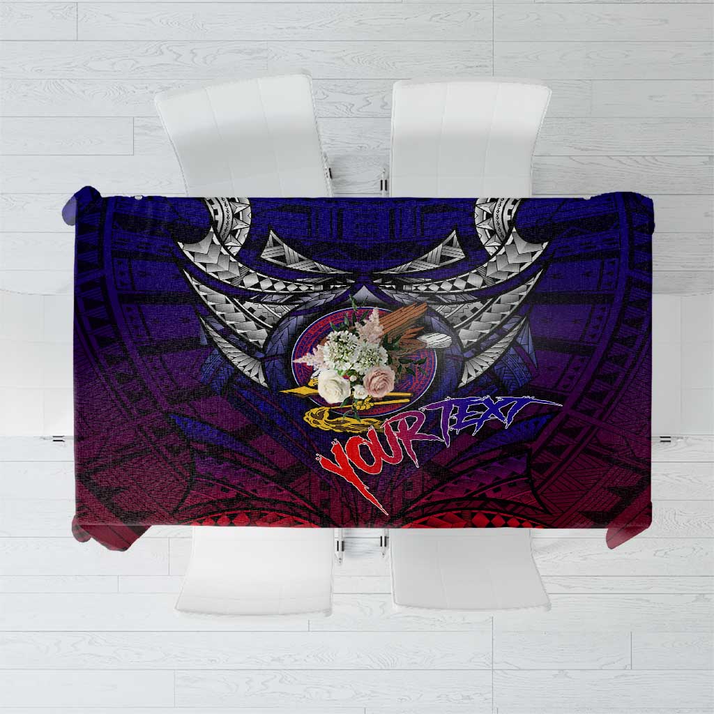 Personalized American Samoa Flag Tablecloth Eagles Polynesian Art DT02 Blue - Polynesian Pride