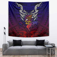Personalized American Samoa Flag Tapestry Eagles Polynesian Art DT02 Blue - Polynesian Pride