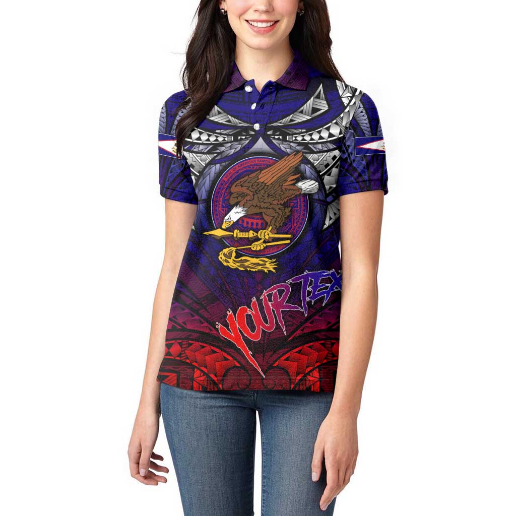 Personalized American Samoa Flag Women Polo Shirt Eagles Polynesian Art DT02 - Polynesian Pride