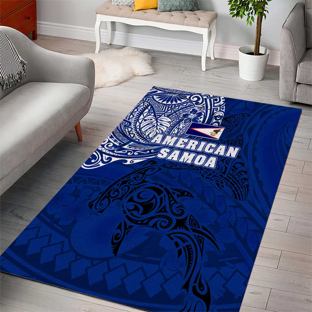 Sharks And American Samoa Area Rug Simple Polynesian Blue DT02 - Polynesian Pride