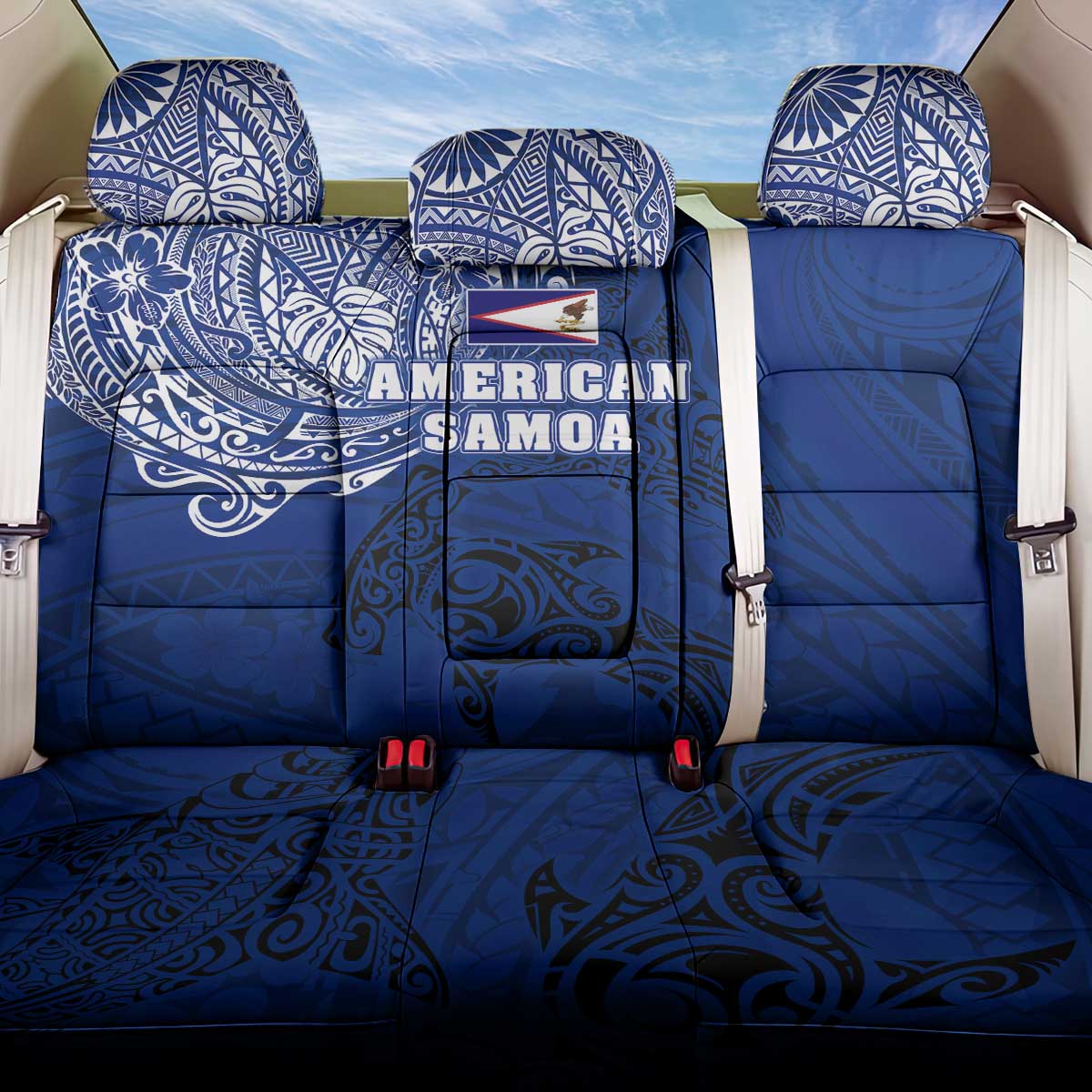 Sharks And American Samoa Back Car Seat Cover Simple Polynesian Blue DT02 One Size Blue - Polynesian Pride