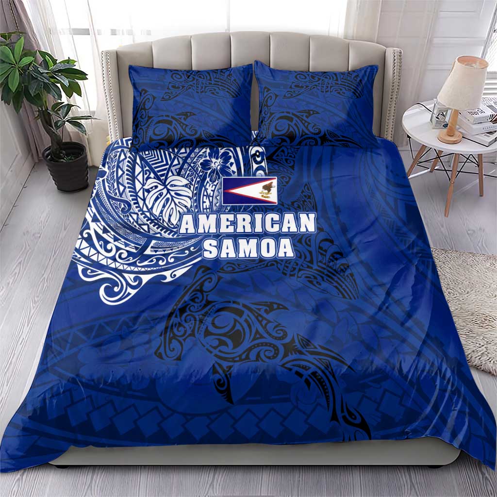 Sharks And American Samoa Bedding Set Simple Polynesian Blue DT02 - Polynesian Pride