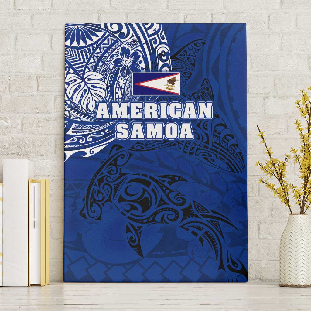 Sharks And American Samoa Canvas Wall Art Simple Polynesian Blue