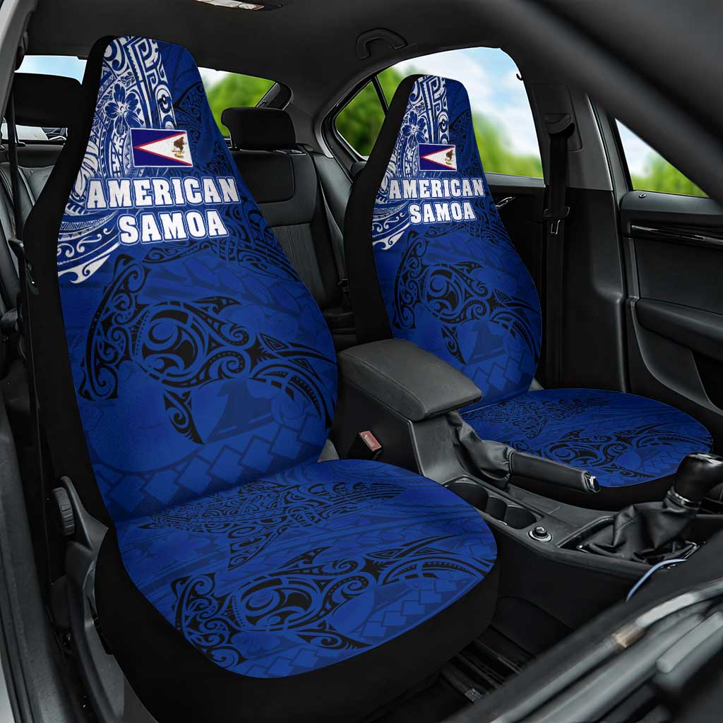 Sharks And American Samoa Car Seat Cover Simple Polynesian Blue