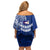 Sharks And American Samoa Family Matching Off Shoulder Short Dress and Hawaiian Shirt Simple Polynesian Blue