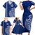 Sharks And American Samoa Family Matching Short Sleeve Bodycon Dress and Hawaiian Shirt Simple Polynesian Blue