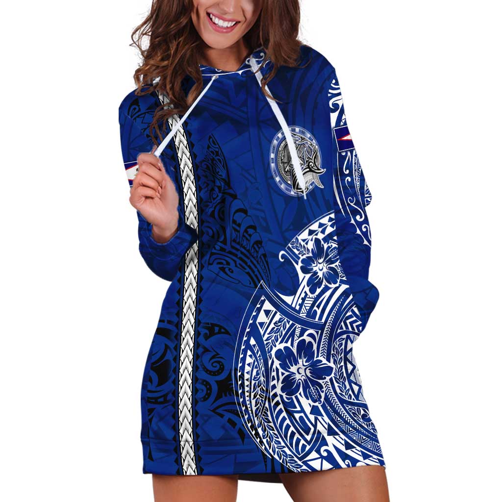 Sharks And American Samoa Hoodie Dress Simple Polynesian Blue