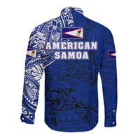 Sharks And American Samoa Long Sleeve Button Shirt Simple Polynesian Blue DT02 - Polynesian Pride