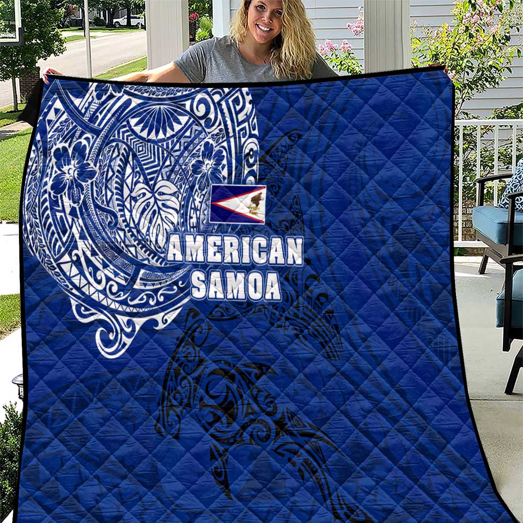 Sharks And American Samoa Quilt Simple Polynesian Blue DT02 Blue - Polynesian Pride