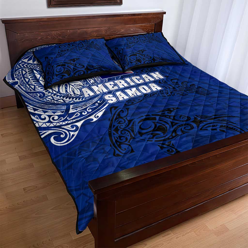 Sharks And American Samoa Quilt Bed Set Simple Polynesian Blue DT02 - Polynesian Pride