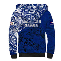 Sharks And American Samoa Sherpa Hoodie Simple Polynesian Blue DT02 - Polynesian Pride