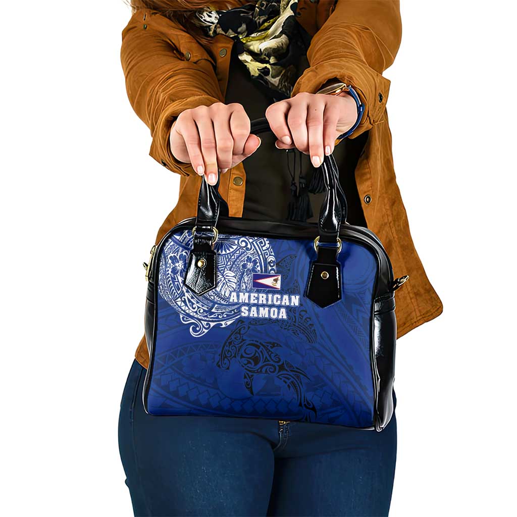 Sharks And American Samoa Shoulder Handbag Simple Polynesian Blue