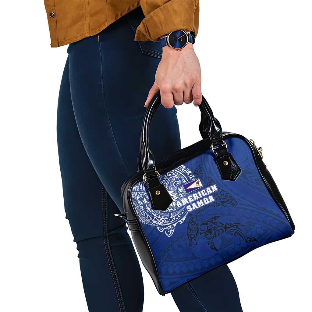 Sharks And American Samoa Shoulder Handbag Simple Polynesian Blue DT02 - Polynesian Pride