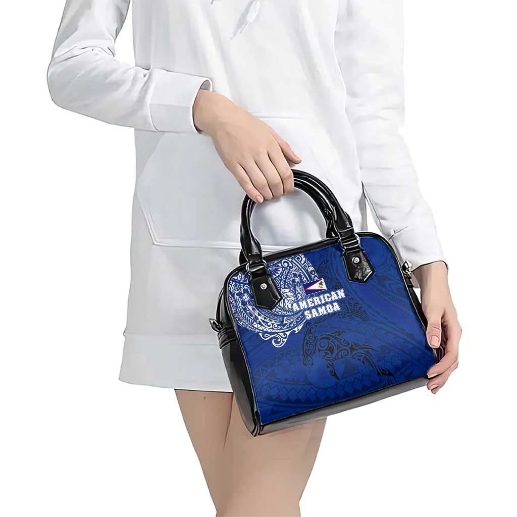 Sharks And American Samoa Shoulder Handbag Simple Polynesian Blue DT02 - Polynesian Pride